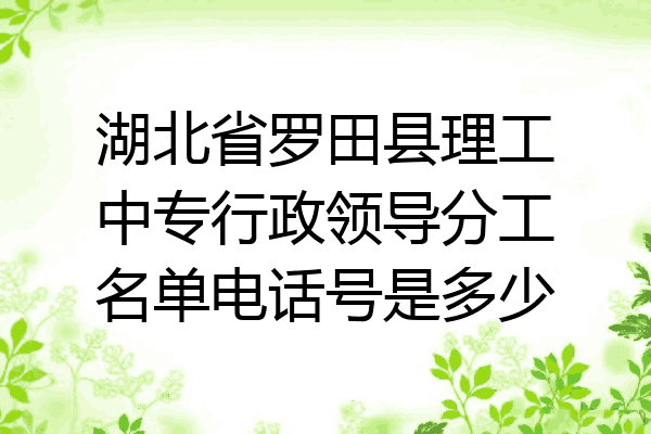 湖北省罗田县理工中专行政领导分工名单电话号是多少