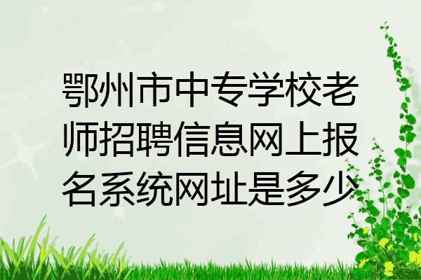 鄂州市中专学校老师招聘信息网上报名系统网址是多少