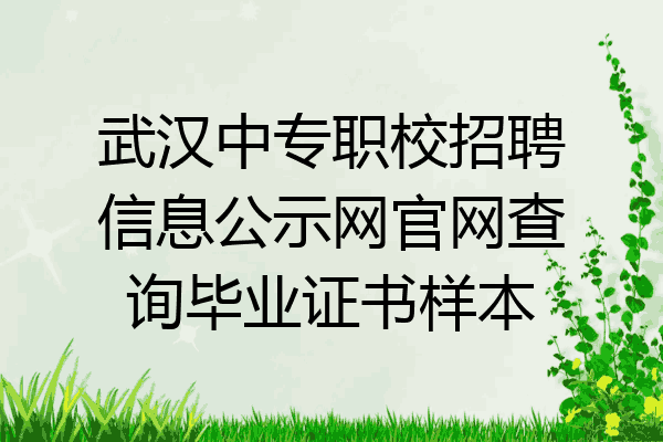 武汉中专职校招聘信息公示网官网查询毕业证书样本