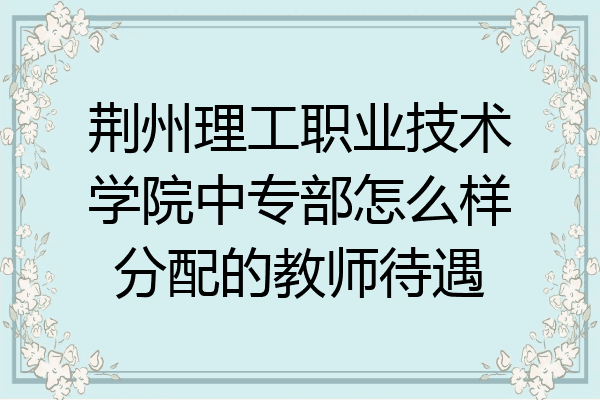 荆州理工职业技术学院中专部怎么样分配的教师待遇