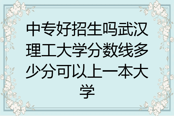 中专好招生吗武汉理工大学分数线多少分可以上一本大学