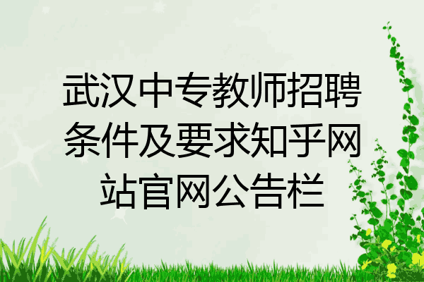 武汉中专教师招聘条件及要求知乎网站官网公告栏