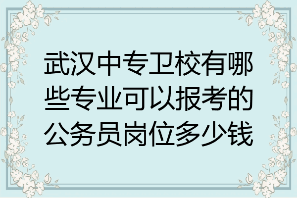 武汉中专卫校有哪些专业可以报考的公务员岗位多少钱