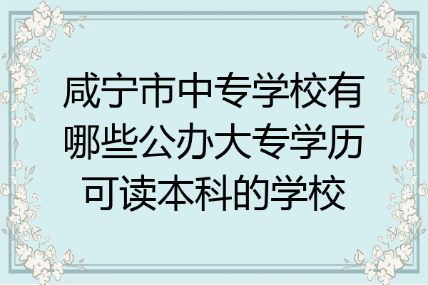 咸宁市中专学校有哪些公办大专学历可读本科的学校