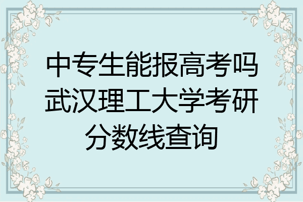 中专生能报高考吗武汉理工大学考研分数线查询