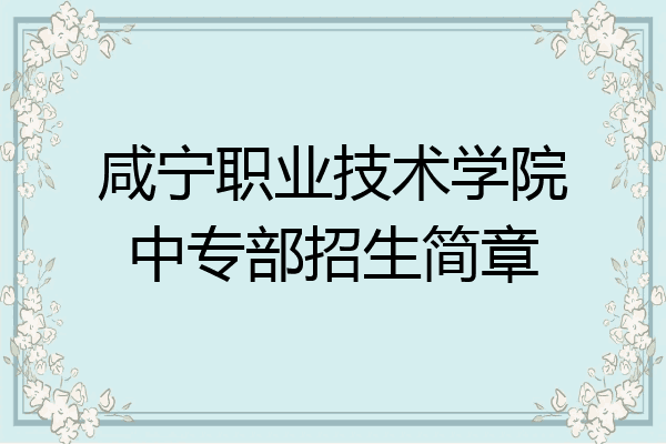 咸宁职业技术学院中专部招生简章