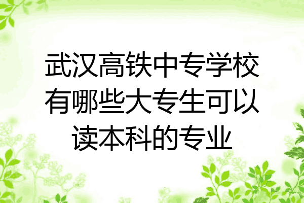 武汉高铁中专学校有哪些大专生可以读本科的专业