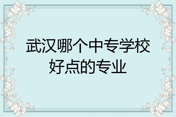 武汉哪个中专学校好点的专业