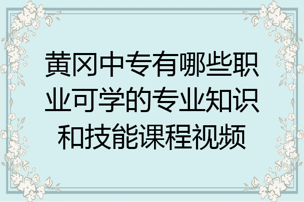 黄冈中专有哪些职业可学的专业知识和技能课程视频