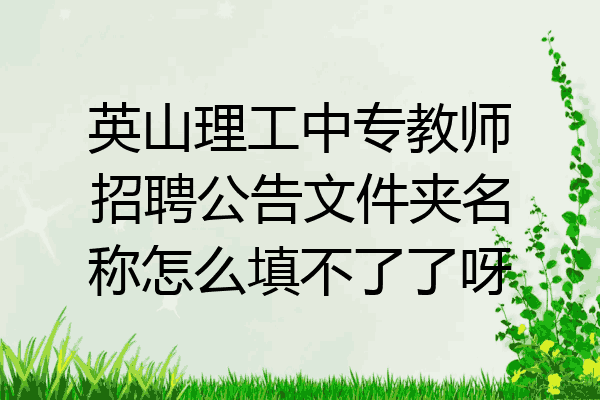 英山理工中专教师招聘公告文件夹名称怎么填不了了呀