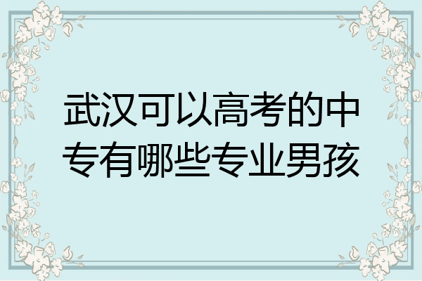 武汉可以高考的中专有哪些专业男孩