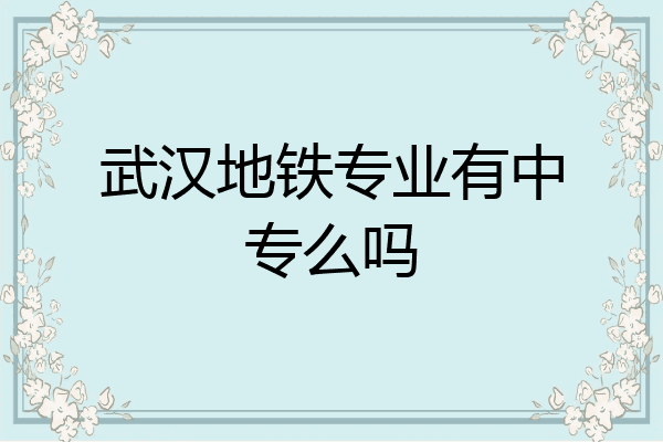 武汉地铁专业有中专么吗