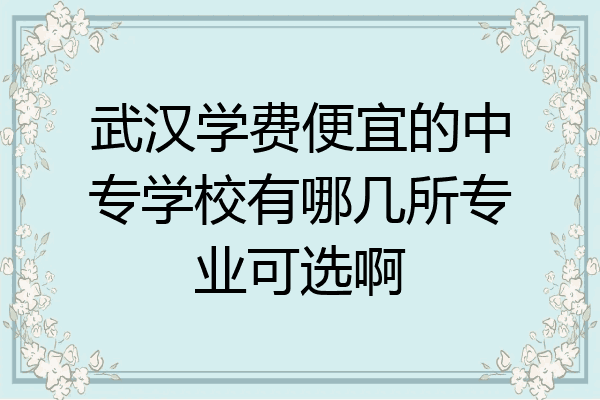 武汉学费便宜的中专学校有哪几所专业可选啊