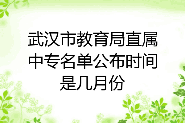 武汉市教育局直属中专名单公布时间是几月份
