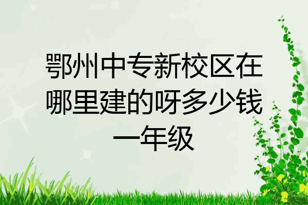 鄂州中专新校区在哪里建的呀多少钱一年级
