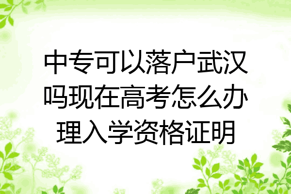 中专可以落户武汉吗现在高考怎么办理入学资格证明