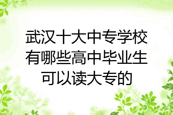 武汉十大中专学校有哪些高中毕业生可以读大专的