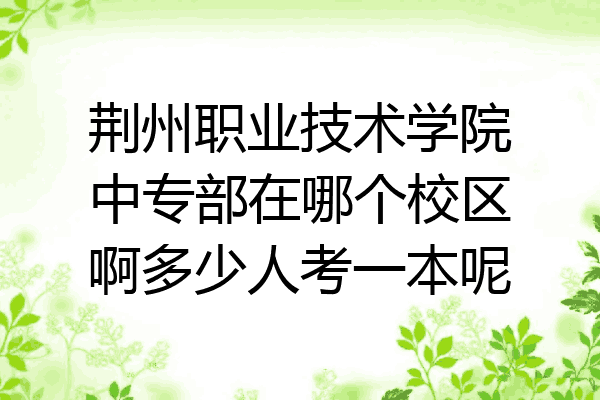 荆州职业技术学院中专部在哪个校区啊多少人考一本呢