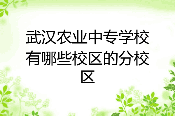 武汉农业中专学校有哪些校区的分校区