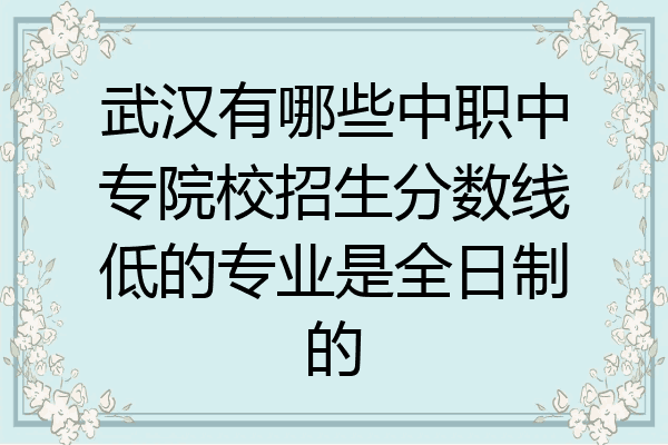武汉有哪些中职中专院校招生分数线低的专业是全日制的