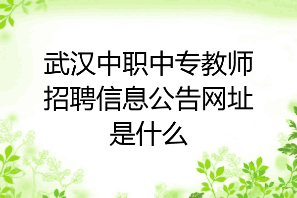 武汉中职中专教师招聘信息公告网址是什么