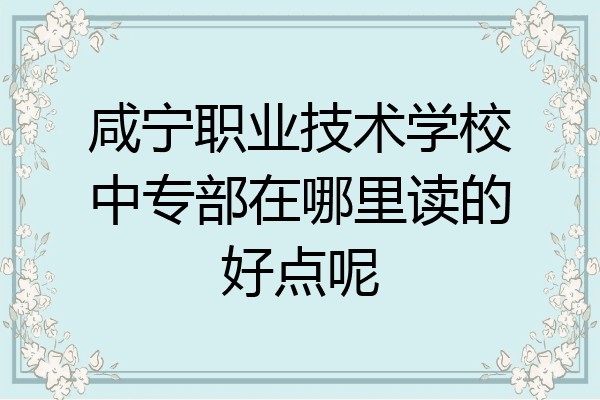 咸宁职业技术学校中专部在哪里读的好点呢