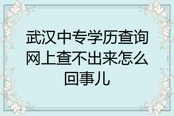 武汉中专学历查询网上查不出来怎么回事儿
