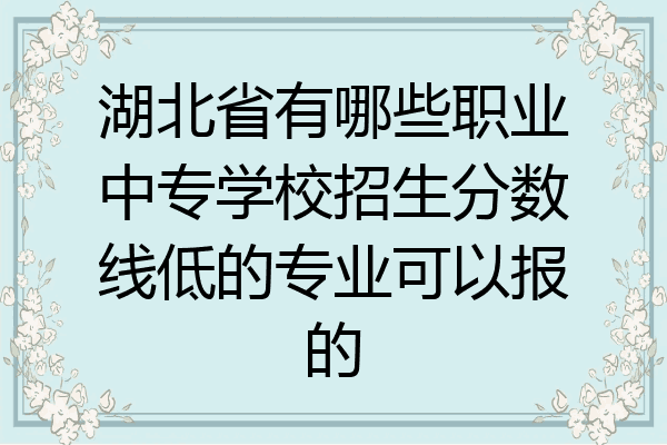 湖北省有哪些职业中专学校招生分数线低的专业可以报的