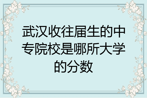 武汉收往届生的中专院校是哪所大学的分数