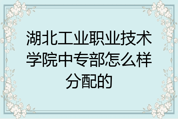 湖北工业职业技术学院中专部怎么样分配的