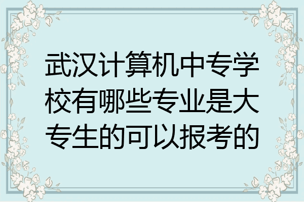 武汉计算机中专学校有哪些专业是大专生的可以报考的