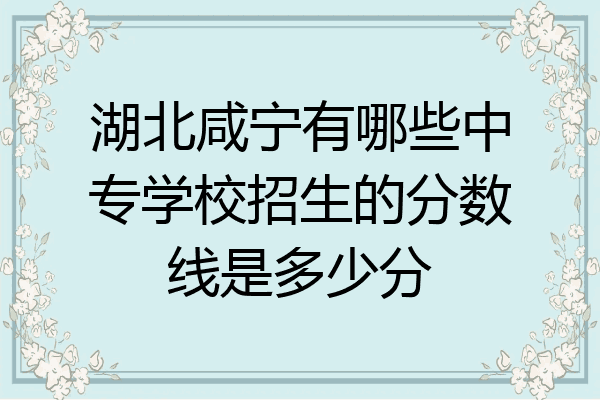 湖北咸宁有哪些中专学校招生的分数线是多少分