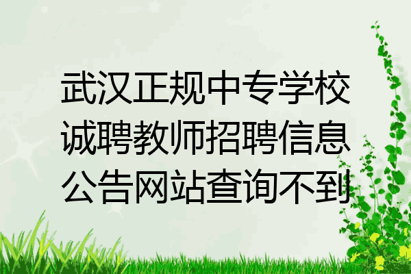 武汉正规中专学校诚聘教师招聘信息公告网站查询不到