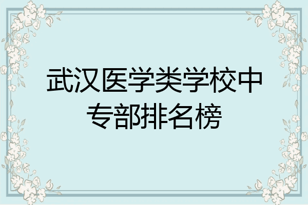 武汉医学类学校中专部排名榜