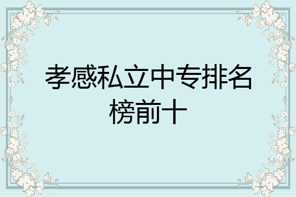 孝感私立中专排名榜前十