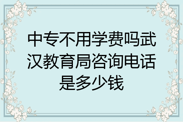 中专不用学费吗武汉教育局咨询电话是多少钱