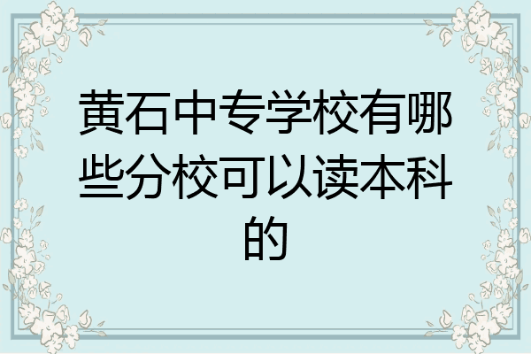 黄石中专学校有哪些分校可以读本科的