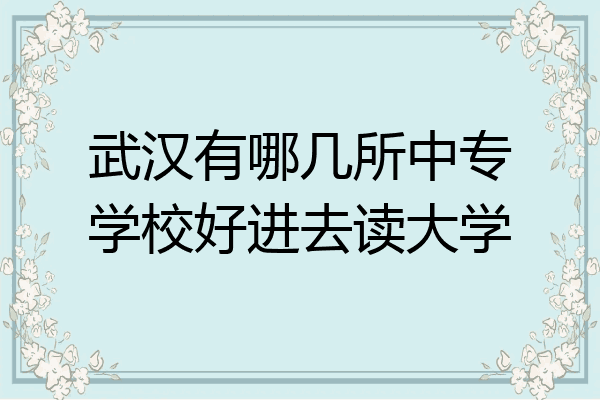 武汉有哪几所中专学校好进去读大学