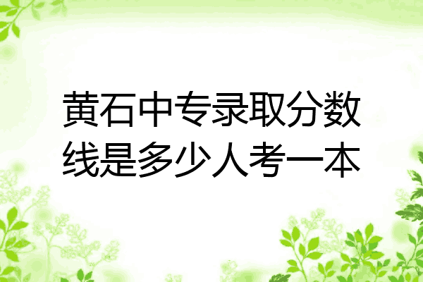 黄石中专录取分数线是多少人考一本
