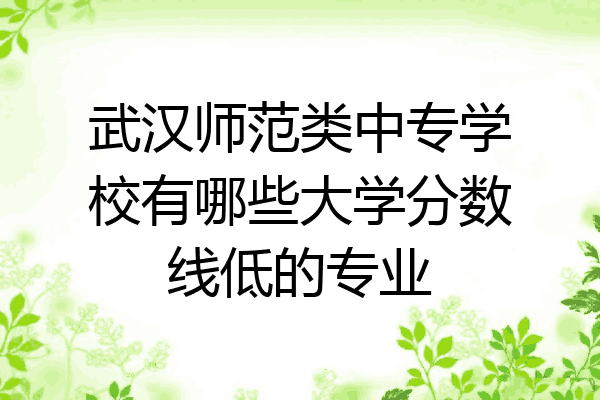 武汉师范类中专学校有哪些大学分数线低的专业
