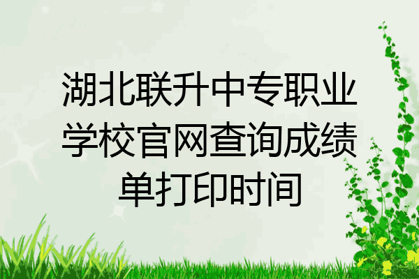 湖北联升中专职业学校官网查询成绩单打印时间