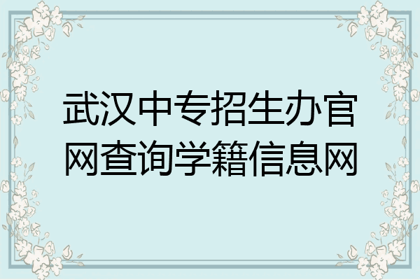武汉中专招生办官网查询学籍信息网