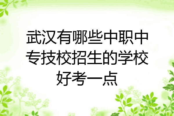 武汉有哪些中职中专技校招生的学校好考一点