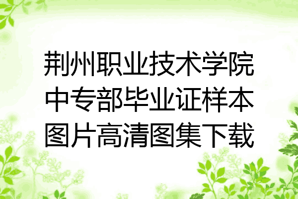 荆州职业技术学院中专部毕业证样本图片高清图集下载