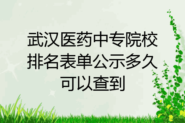 武汉医药中专院校排名表单公示多久可以查到