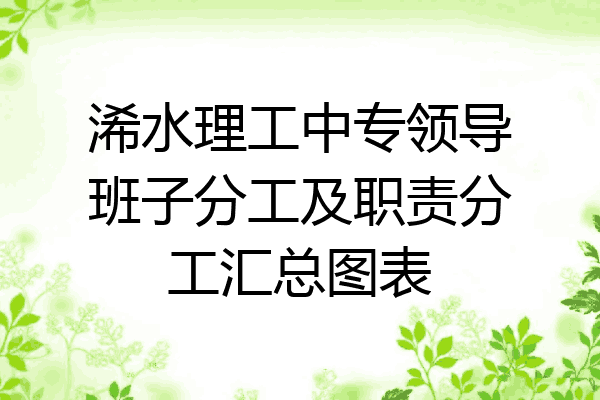 浠水理工中专领导班子分工及职责分工汇总图表