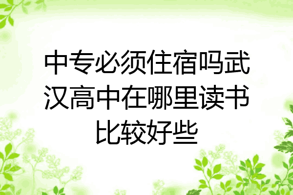 中专必须住宿吗武汉高中在哪里读书比较好些