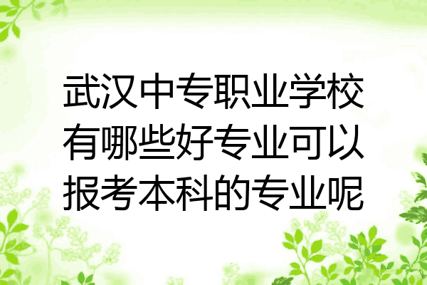 武汉中专职业学校有哪些好专业可以报考本科的专业呢