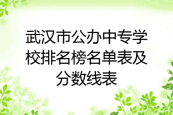 武汉市公办中专学校排名榜名单表及分数线表