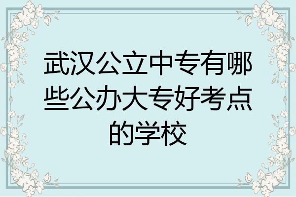武汉公立中专有哪些公办大专好考点的学校